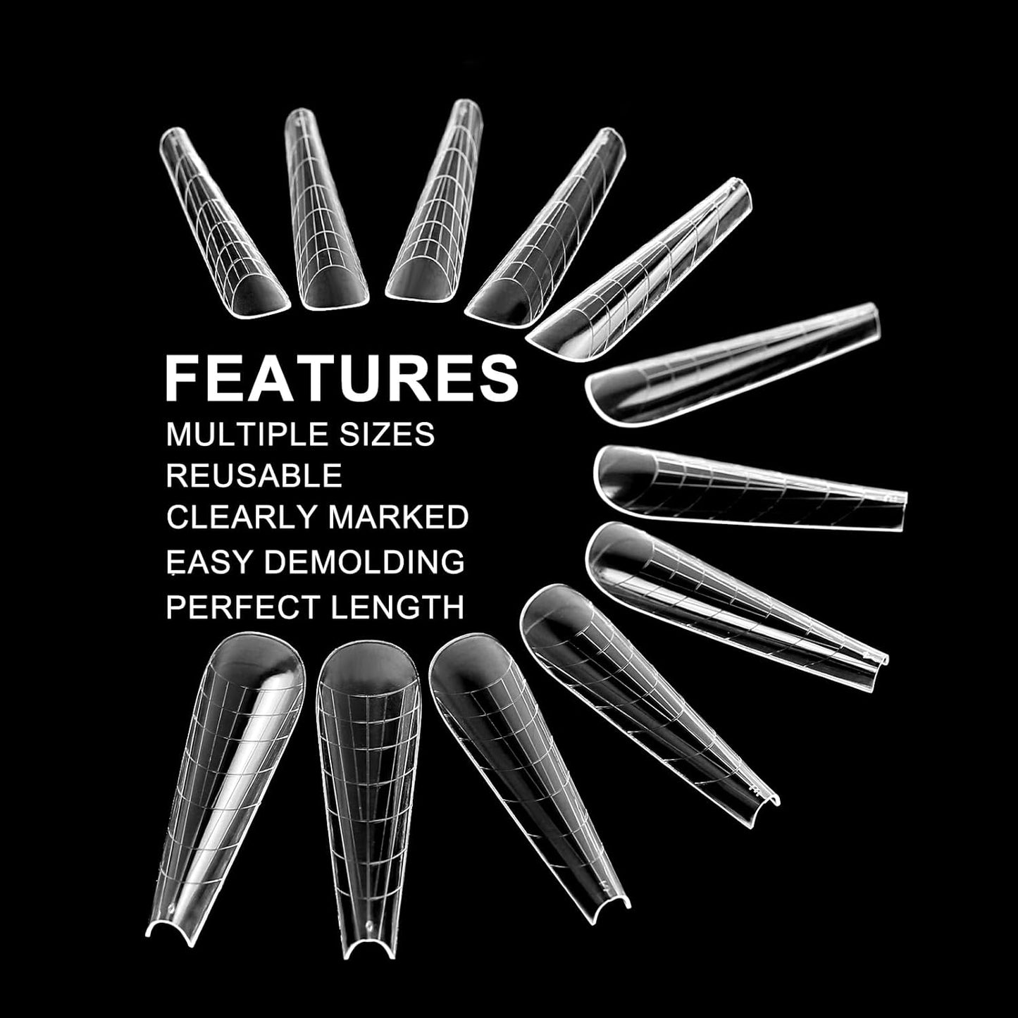 120Pcs Dual Nail Forms,Upper Arched Extension Poly nail gel Nail Forms Full Cover Reusable Nail Molds 12 Sizes for Nail Art Design Salon&DIY