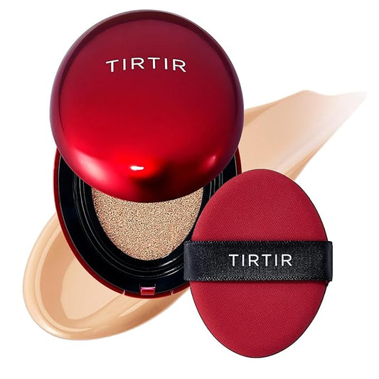 TIRTIR Mask Fit Red Cushion Foundation | Japan's No.1 Choice for Glass skin, Long-Lasting, Lightweight, Buildable Coverage, Semi-Matte (22N Shell Beige, 0.63 Fl Oz (Pack of 1))