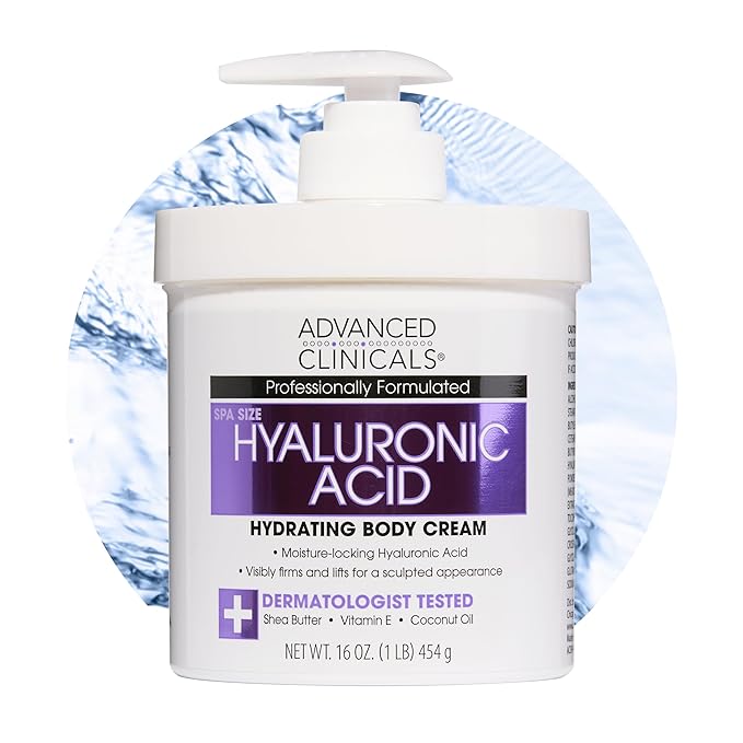 Advanced Clinicals Hyaluronic Acid Body Lotion & Face Moisturizer W/Vitamin E | Hydrating Firming Lotion Minimizes Look Of Wrinkles, Stretch Marks, & Crepey & Dry Skin | Skin Care Products, 16 Oz