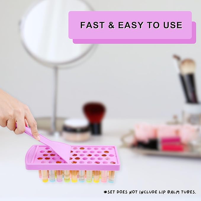 Lip Balm Filling Tray and Spatula Set - For 15mm Lip Balm Tubes ONLY - Instantly Fills 50 Standard 3/16 oz (5.5ML) with 15mm width Tubes
