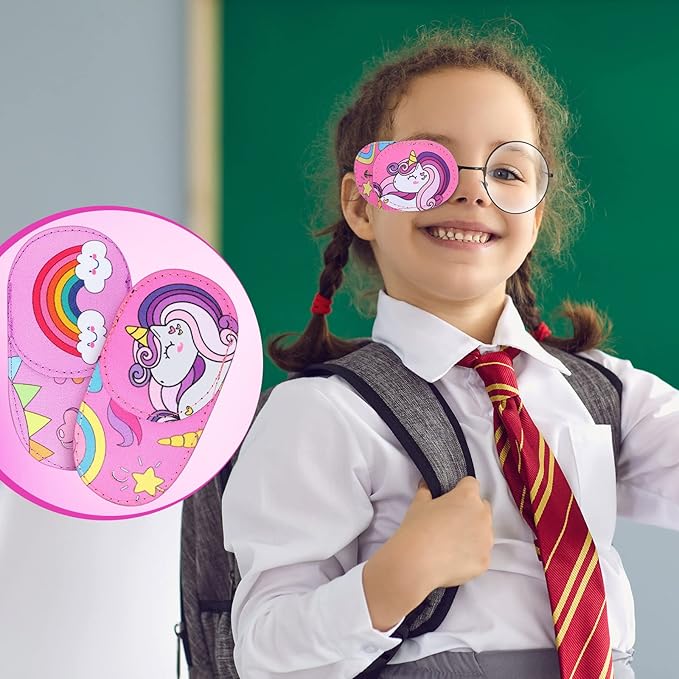 Newcotte 12 Pcs Eye Patch for Kids Girls Boys Reusable Eye Patch for Glasses over the Lens Colorful Eye Patch Toddler Eye Patch Adorable Kids Eye Patches Assorted Eye Patch Cover (Cute)