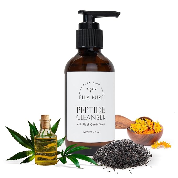 Peptide Facial Cleanser with Hemp Seed Oil & Natural Extracts - Gentle Face Wash with Soothing Botanicals & Hydrating Ingredients - pH Balanced Face Cleanser for All Skin Types
