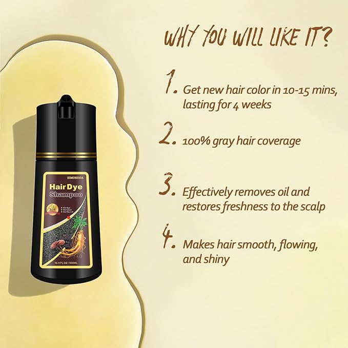Light Brown Hair Dye, Hair Dye Shampoo for Men and Women, Hair Color Shampoo For Home Use, Shampoo Para Canas, Hair Dye Shampoo 3 in 1, 16.9 Fl Oz (Light Brown)