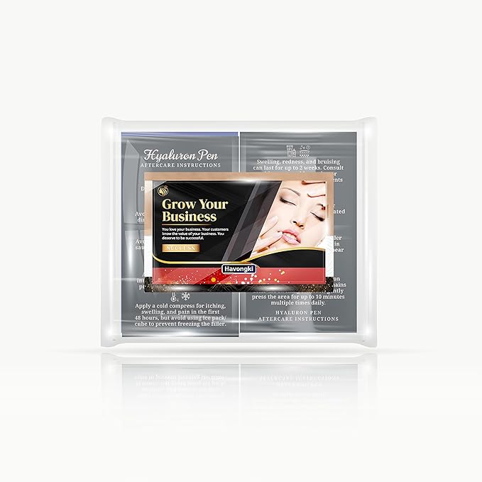 100 Pack - Premium Hyaluron Pen Lip Filler Aftercare Instructions Card 2 x 3.5" Accessories Supplies Kit Care - HP20A100_N