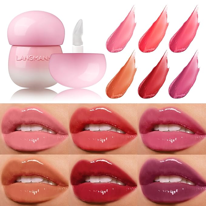 Glow Lip Balm Plumping Moisturizing Lip Balm Glossy Lip Gloss, Day & Night Lip Repair Hydrating Lip Mask Lip Oil Nourishing Lip Care Not Sticky Vegan Tinted Lip Balm Jelly Lipstick(2# WATERMELON RED)