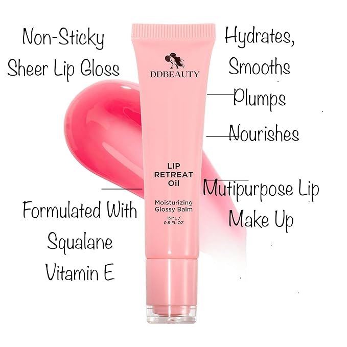 LIP RETREAT OIL, Sheer Color, Mineral Based with Vitamin E, Squalane, Non-Sticky, Glossy Balm, Moisturizing, Nourishes, Protects, Softens and Revitalizes The Lips (Strawberry)
