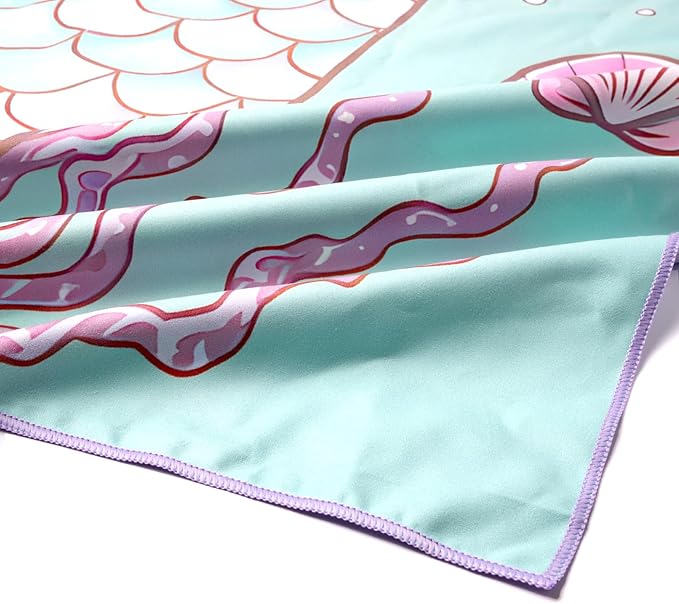 Eunzel 2 Pack Microfiber Kids Beach Towel, Quick Dry Towels for Girls & Boys Sand Free Travel Towel for Beach, Camping, Swim Pool 60"x30"，Mermaid Tail& Mermaid