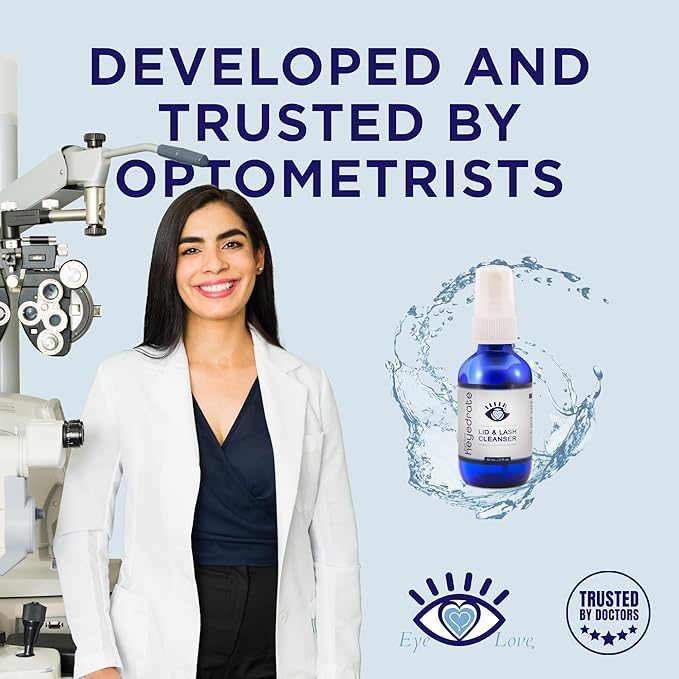 Lid and Lash Cleanser – 2oz Glass Bottle – Pure Hypochlorous Acid Spray for Soothing Dry Eye Irritation – Daily Eyelid & Lash Cleanser