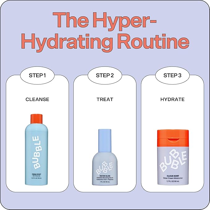 Bubble Skincare Water Slide Hyaluronic Acid Serum - Hydrating Face Serum for Skin Barrier Repair - Helps Reduce Signs of Redness & Revitalizes Dryness - Suitable for All Skin Types (30ml)