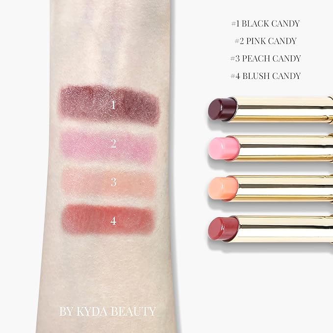 KYDA Tinted Lip Balm, Hydrating Sheer Formula Lip Balm, Natural Glossy Finish, Moisturizing Lip Care Balm for Dry Lips, Black Candy