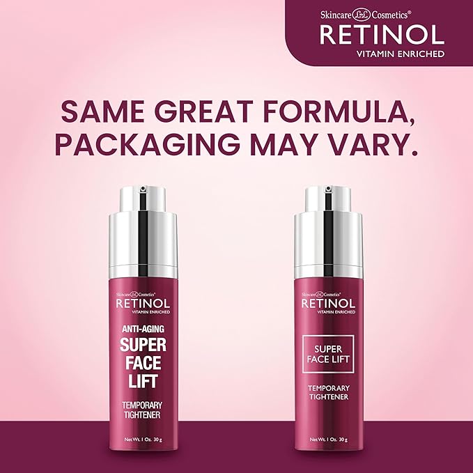 Retinol Super Face Lift - Visibly firms and tightens for a lifted, younger look. Infused, Vitamins C & E, this firming blend is a beauty “quick-fix”