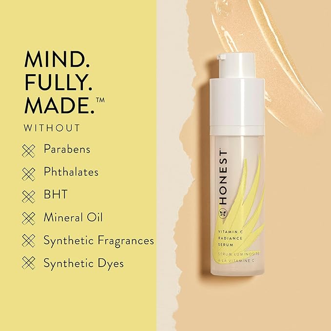 Honest Beauty Vitamin C Radiance Brightening Serum | Improves Skin Tone + Complexion | Vitamin C, Pearl, Hyaluronic Acid | EWG Verified + Cruelty Free | 1 fl oz