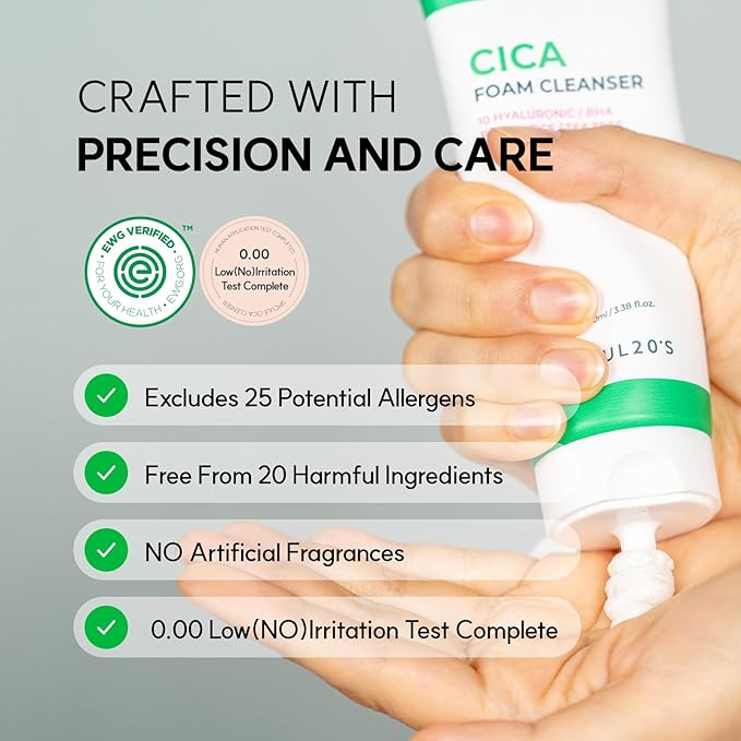 Spicule CICA Foam Cleanser, 3.38 fl oz/100ml | Hydrating Korean Face Wash with Centella Asiatica, Hyaluronic Acid & Tea Tree, Gentle Daily Cleanser for Sensitive & Acne-Prone Skin