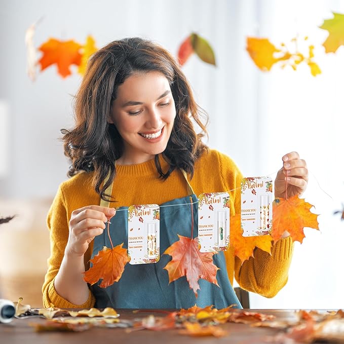 30 Pack Hello Fall Thanksgiving Party Gifts Bulk Lip Balms Favors Employee Appreciation Gifts Small Thank You Gifts for Women Men Satff Coworkers Teachers
