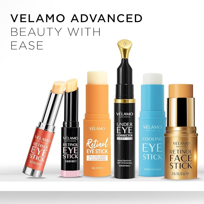 VELAMO ADVANCED Retinol Eye Stick Duo: Under Eye Cream for Dark Circles and Puffiness - Visibly Reduces Fine Lines Wrinkles Under Eye Bags in 4-8 Weeks, 2 Pcs Set