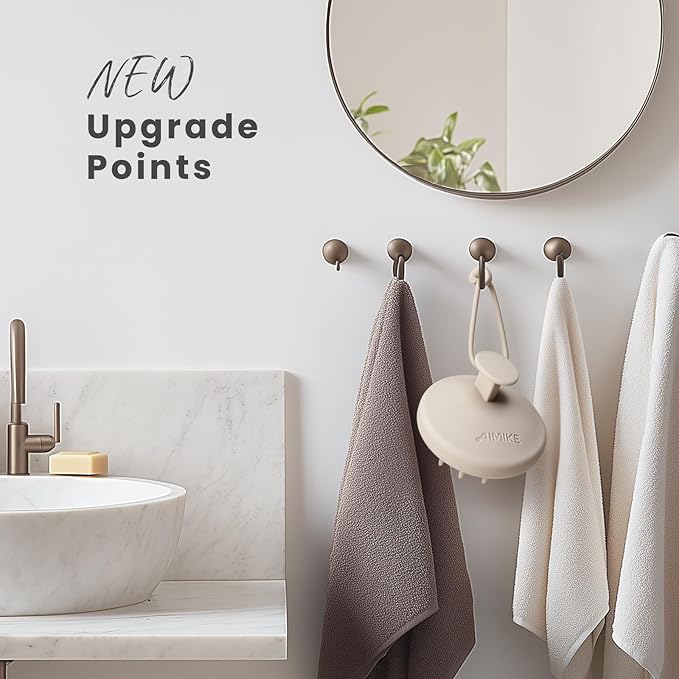 AIMIKE Scalp Massager Shampoo Brush, Soft Silicone Scalp Scrubber, Scalp Brush/Exfoliator for Washing Hair Dandruff, Scalp Massager Hair Growth Stimulator, Wet Dry Scalp Hair Scrubber - Oatmeal