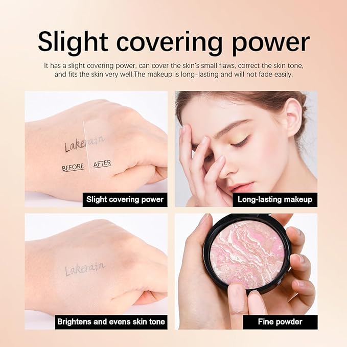 Baked Powder Contour Makeup, Brighten Bronzer Powder, Highlighter Bronzer Glow Palette, Cruelty Free Shimmer Bronzing Powder to Use For Contour Make up, Natural Finish & Easy to Use #001