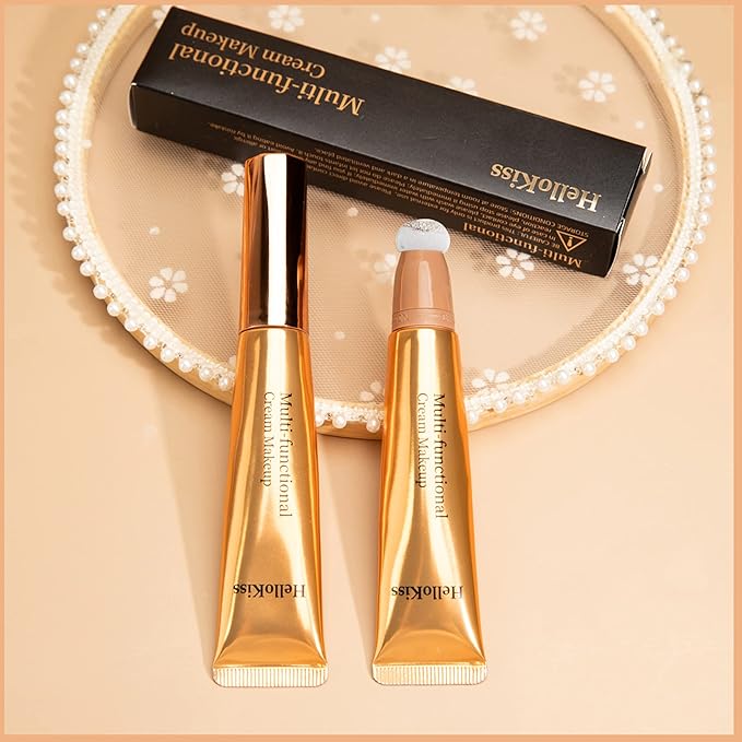 Liquid Highlighter Beauty Wand, Highlight Stick with Cushion Applicator for Easy Blending Long-lasting and Smooth Shimmer Finish Makeup Stick(#05 Pearl White)