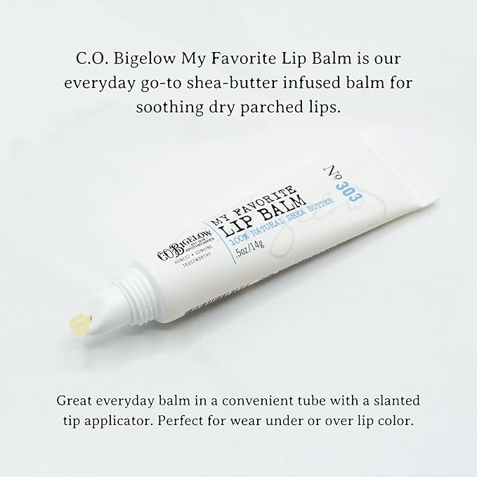 C.O. Bigelow Lip Balm Tube Trio, Variety Pack includes Rose Salve, My Favorite Lip Balm, Mentha Lip Shine, Moisturizing Lip Balms, 3 Pack, 0.5 oz Each