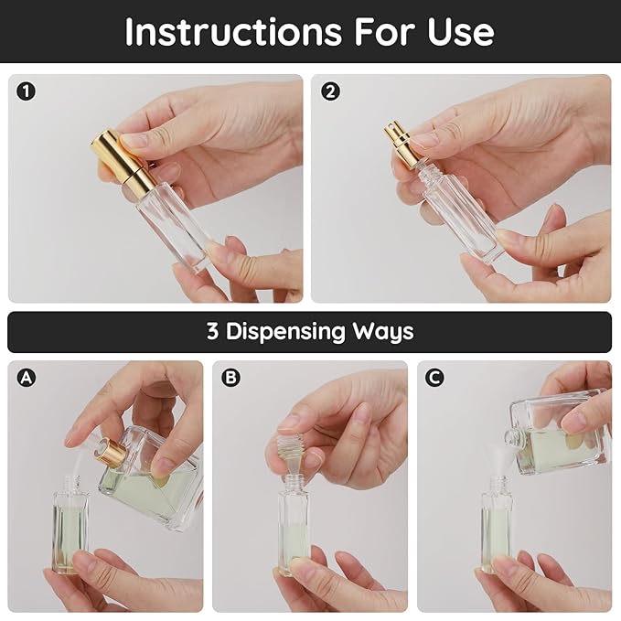 Segbeauty Travel Perfume Bottle Refillable, 10 Packs Atomizer Sprayer for Perfume, 10ML Empty Glass Perfume Bottle Portable Travel Size Spray Bottles Accessories for Dispensing Perfume Toiletries