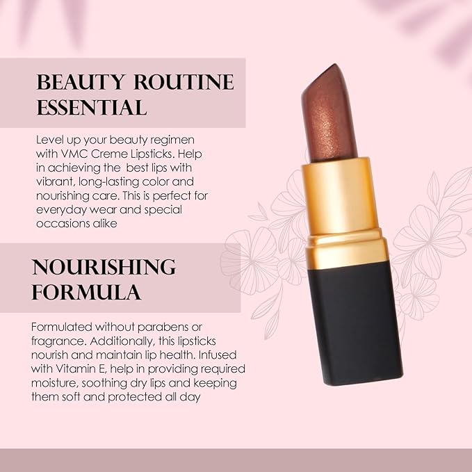 Vera Moore Creme Lipstick, Long Lasting, Lightweight, Moisturizing Opaque Color with Staying Power, Fragrance, and Paraben Free Cosmetics Soft Lipstick (Glamorous)