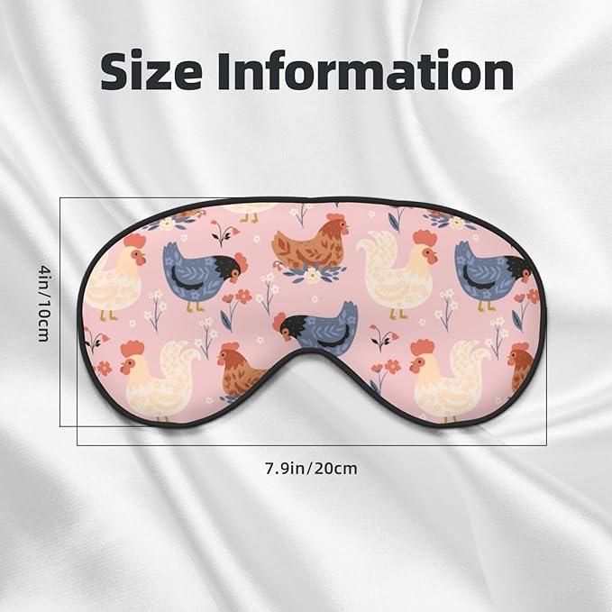 Sleep Mask Cute Chickens and Flowers Comfortable Eye Mask with Adjustable Strap Soft Eye Cover Blindfold for Travel Yoga Nap Shift Work