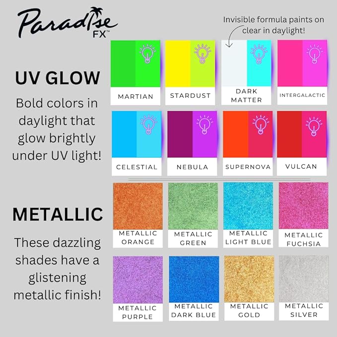 Mehron Paradise FX Metallics – Metallic Purple 1.4 oz | Professional Water Activated Shimmering Metallic Paint for Raves, Costumes, Special Effects, Halloween, Stage, Screen, Theater & Cosplay FX