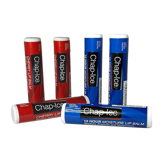 Lip Balm Variety Pack – 6 Sticks (3 Cherry + 3 Moisture SPF 15), Hydrating Lip Care