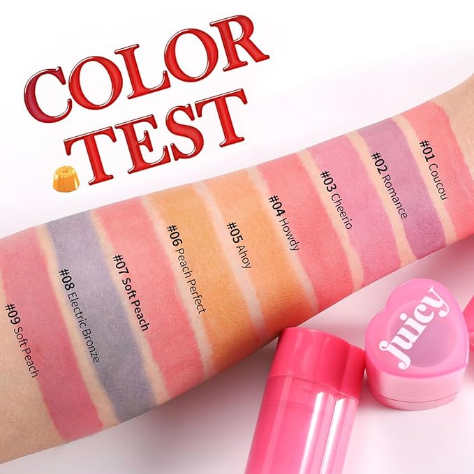 Cooling Water Jelly Tint Stick，Multi-Use Juicy Love Blush, 3-In-1cheek Blush & Eyeshadow & Lip Tinted Long-Lasting Moisture Stick，Bouncy Jelly Texture，Creates A Moist Watercolor Effect (#07, 0.32oz)