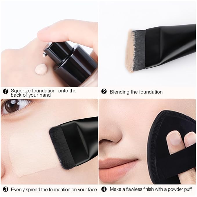 Flat Foundation Brush,Korean Makeup Brush Spatula Facial Brush for Liquid Foundation,Premium Face Makeup Brush for Blending Cream (Black)