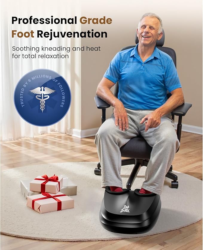 BOB AND BRAD Foot Massager with Heat,Shiatsu Deep Kneading Electric Feet Massager Machine for Plantar Fasciitis, Men Size 12