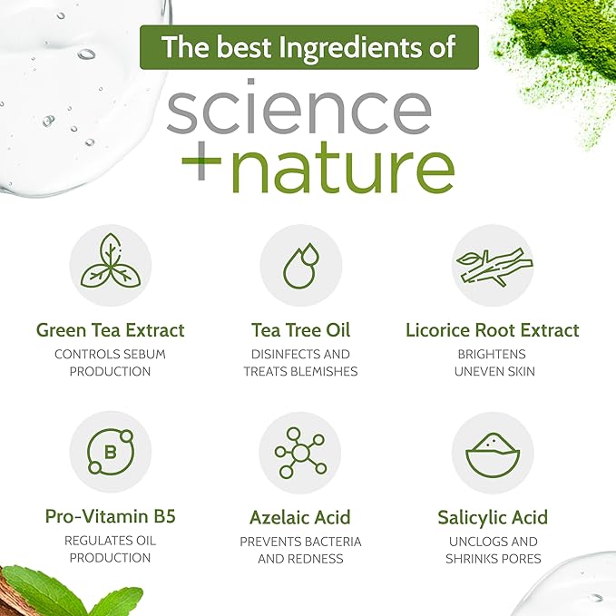 Exposed Skin Care Basic Acne Treatment Kit - Includes Salicylic Acid Face Wash, Clearing Tonic, Treatment Serum with Benzoyl Peroxide, Clear Pore Serum - Natural Acne Solution for All Skin Types