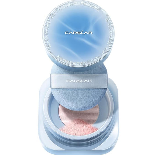 CARSLAN 2.0 Black Magnet Soft Focus Make Up Powder, Waterproof Loose Setting Powder, 24H Longlasting, Oil Control, Talc-Free Face Powder, Cool Version, 05 Pink For Dry&Com Skin, 0.28Oz
