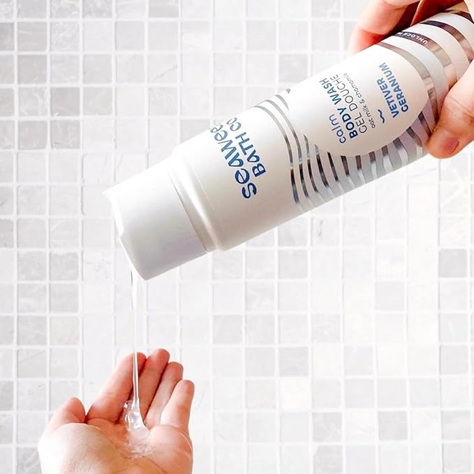 Seaweed Bath Co. Calm Body Wash - Vetiver Geranium - Hydrating Foaming Cleanser with Soothing Oat Milk & Chamomile - Vegan, Paraben and Sulfate Free Shower Gel - 12 oz