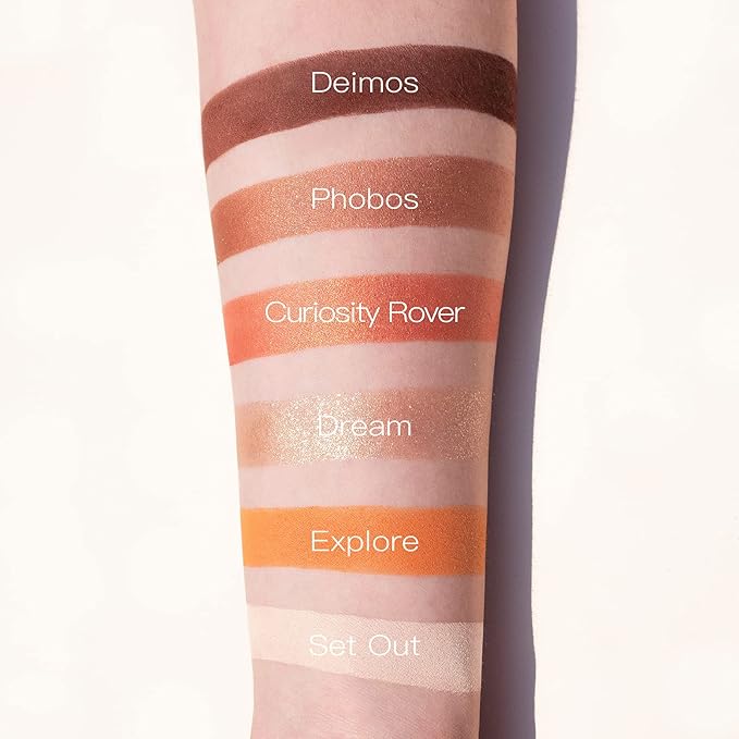 READY TO SHINE Mars Voyage Small Eyeshadow Palette with 6 Highly Pigmented Matte, Frost, and Shimmer Pocket-Sized Mini Travel Eyeshadows