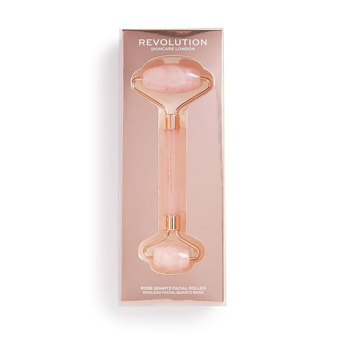 Revolution Skincare London, Rose Quartz Face Roller, Massager for Face, Neck & Body, 57g
