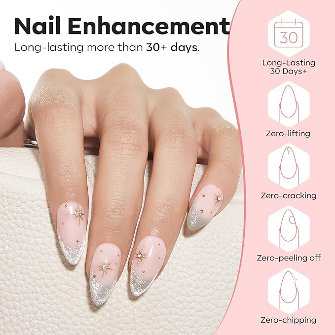 modelones Builder Nail Gel, 8-in-One Barely Pink Builder, Sheer Pink Rubber Base Gel Polish, LED Lamp Cured Color Base Hardener Strengthener Apex Building Extension for Girls DIY Salon Home