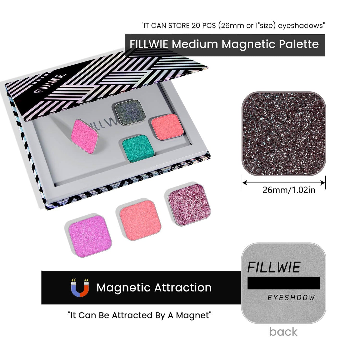 Chameleon Single Eyeshadow, Iridescent Blue-Purple, Pressed Powde, Square Pan,High Pigment, Smudge-Proof, Smooth Blend,Long-Lasting,Fits Magnetic Palettes (Nebula)