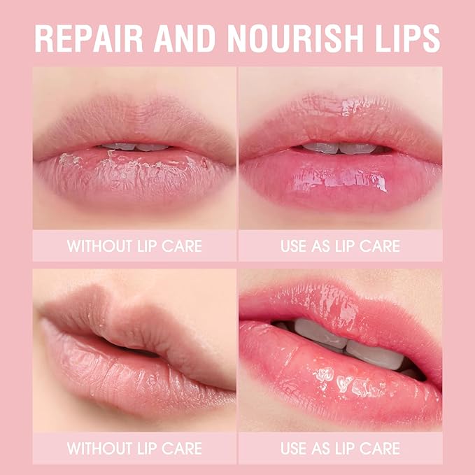 Glow Lip Balm Plumping Moisturizing Lip Balm Glossy Lip Gloss, Day & Night Lip Repair Hydrating Lip Mask Lip Oil Nourishing Lip Care Not Sticky Vegan Tinted Lip Balm Jelly Lipstick(2# WATERMELON RED)