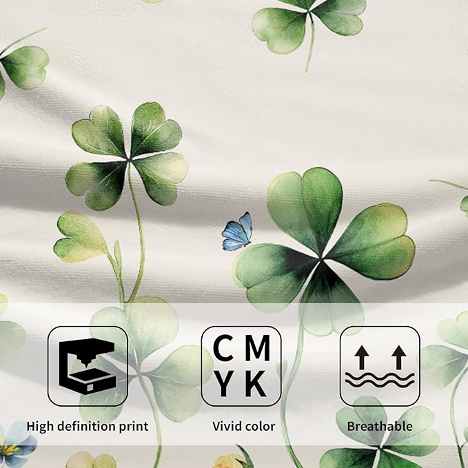 Giwawa St Patrick's Day Hand Towels Set of 2 Shamrock Floral Dish Towels Soft Absorbent Quick Dry Bath Towels for Kitchen Guest Gym Hotel Decor