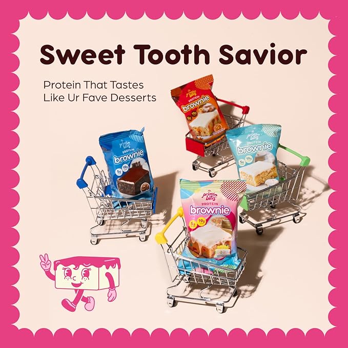 Prime Bites Protein Brownie from Alpha Prime Supplements | High Protein, Collagen Fortified Low Sugar Treat | Delicious Snack | 12 Bars per Box (Peanut Butter Candy Crunch)