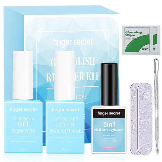 Gel Nail Polish Remover Kit: Nail Polish Remover, Latex Tape Peel Off Cuticle Remover,3IN1 Nail Strengthener for Nail Growth and Nail Health Gel Nail Remover Tools kit