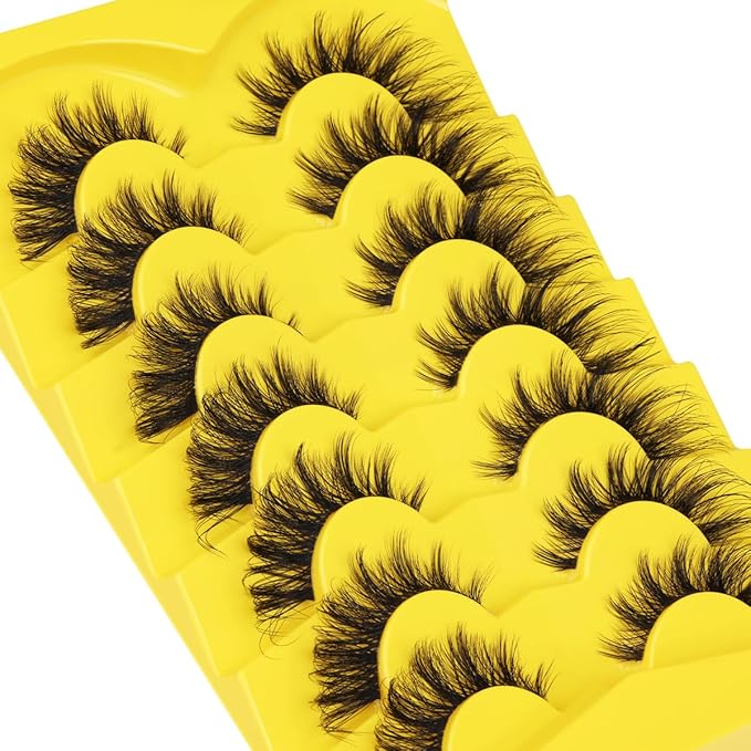 Fox Eye Lashes Wispy False Eyelashes Natural Look Clear Band Lashes 20mm 3D Mink Lash Cat Eye Spiky Strip Eyelashes Pack by Kiromiro