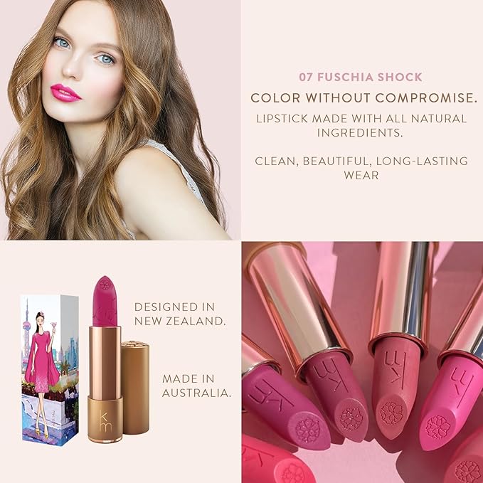 Karen Murrell - Natural Lip Stick 07 Fuchsia Shock - Pink Lipstick - 100% Natural Ingredients, Moisturizes & Hydrates Lips - Paraben & Cruelty Free
