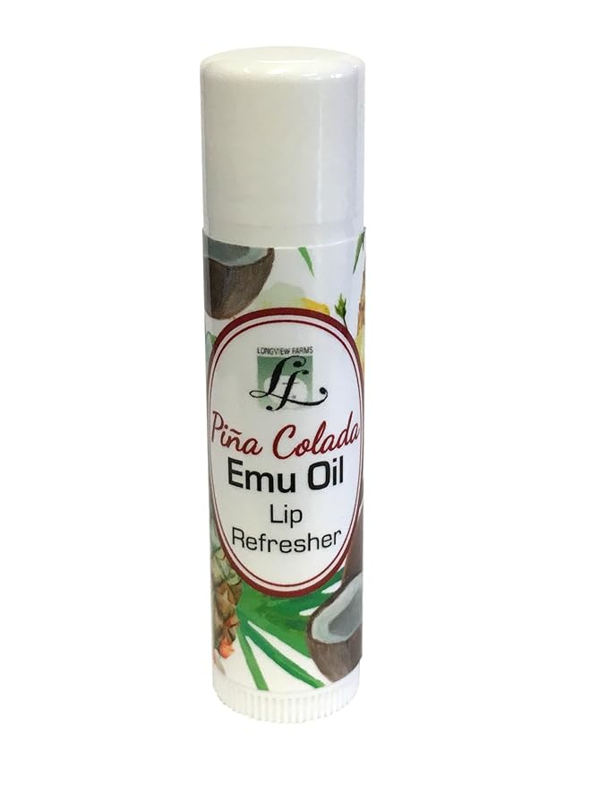 Longview Farms® Emu Oil Lip Refresher – Natural oil Lip Balm, Hydrating Lip Repair & Healing Balm for Very Dry Lips, Chapstick - Pina Colada (1 Pack)
