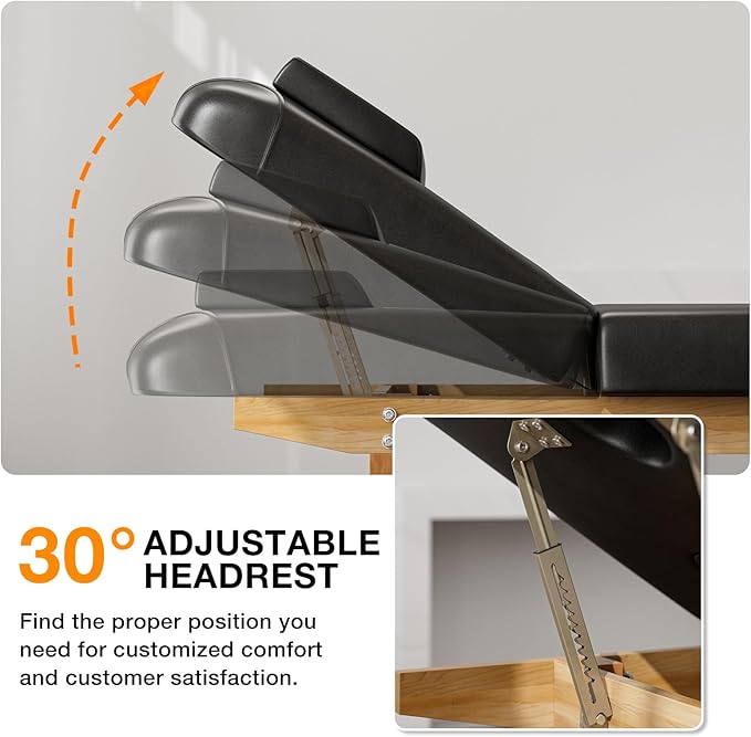 SyyBhb Professional Stationary Wooden Massage Table with Storage, Heavy Duty Spa Bed for Treatment Exam Physical Therapy Tattoo Facial Wax, Weight up to 1000lbs