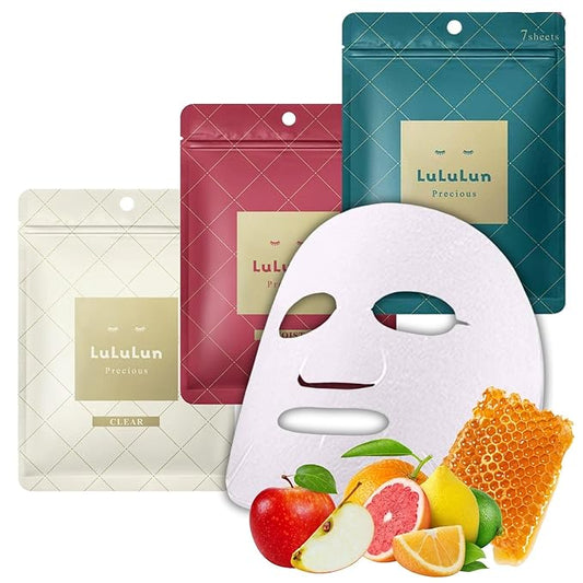 Lululun 21 Sheet Anti Aging Face Mask for Women & Men, Daily Face Mask Sheets with Rice Extract, Acacia Honey, Collagen& Ceramides, Organic Face Masks Skincare & Sheet Mask from Japan PRECIOUS TRIO