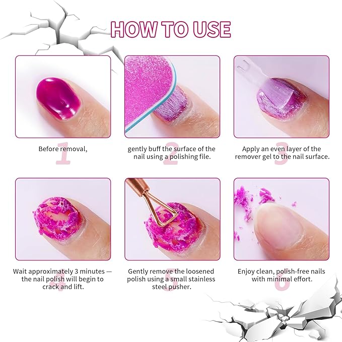 Gel Nail Polish Remover Kit – 15ML（0.5fl.oz） Fast Gel Remover No Soaking or Wrapping Needed, Includes Cuticle Pusher & Scraper, Easy Removal for Gel Nails, Perfect for Salons or Beginners