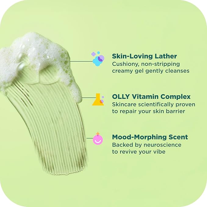 OLLY Revive Body Wash with Magnesium, Electrolytes & Vitamin B12– Nourishing Cleanser for Skin Barrier Repair, Deep Hydration, Refreshing Nerolidew Scent, 17 oz