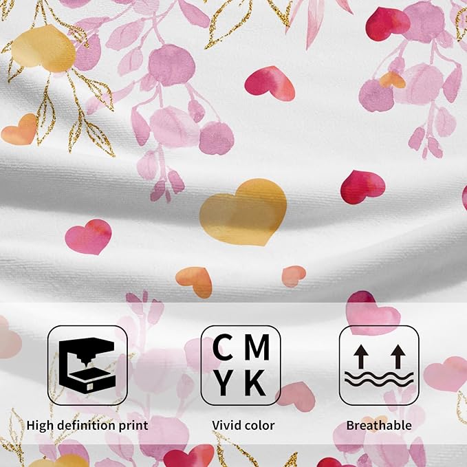 Giwawa Pink Heart Hand Towels Set of 2 Romantic Love Soft Absorbent Decorative Hand Bath Towels Kitchen Dish Towels for Bathroom Sports Yoga Home